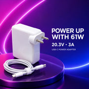 61W USB-C MacBook Charger with Type-C to Type-C Cable – 20.3V 3A Fast Charging Adapter