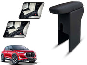 Auto Pearl Premium Car Armrest with Storage Box, High-Density Foam, Nappa Leatherette Black with double Stitching, No Obstruction to Rear Window Buttons, for Magnite-2020-2023