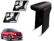 Auto Pearl Premium Car Armrest with Storage Box, High-Density Foam, Nappa Leatherette Black with double Stitching, No Obstruction to Rear Window Buttons, for Magnite-2020-2023