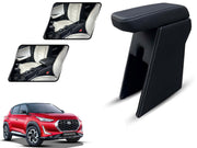 Auto Pearl Premium Car Armrest with Storage Box, High-Density Foam, Nappa Leatherette Black with double Stitching, No Obstruction to Rear Window Buttons, for Magnite-2024