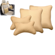 Leatherite Car Pillow Cushion for Car (Rectangular, Square, Pack of 4)