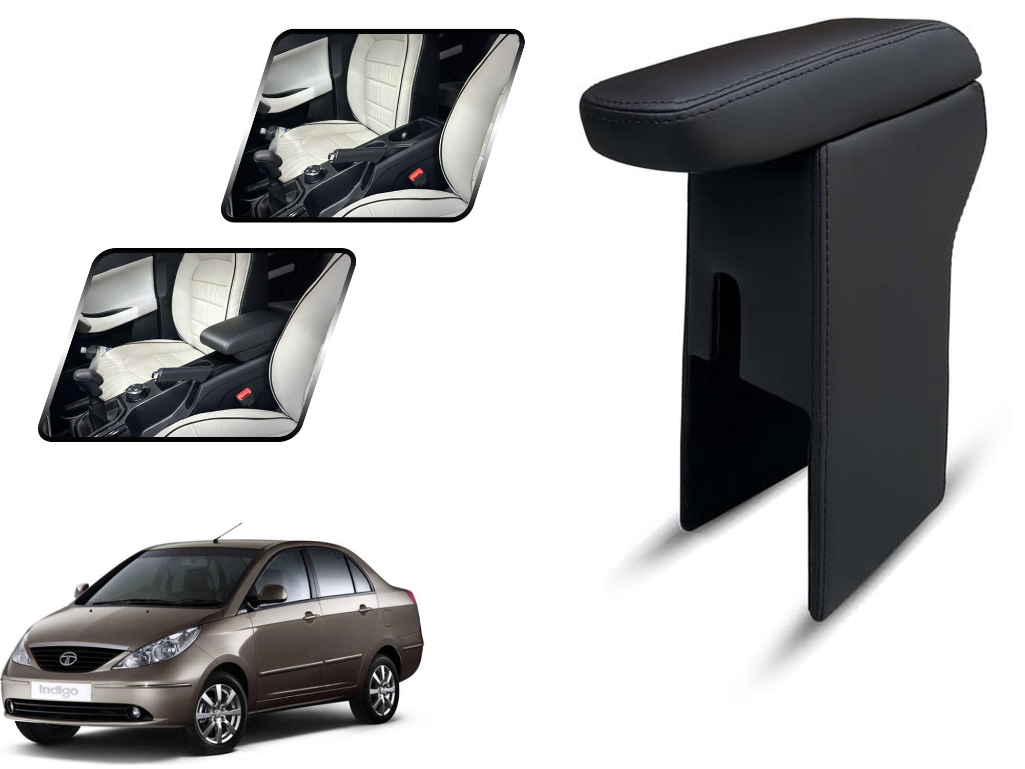 Auto Pearl Premium Car Armrest with Storage Box, High-Density Foam, Nappa Leatherette, No Obstruction to Rear Window Buttons, for Manza