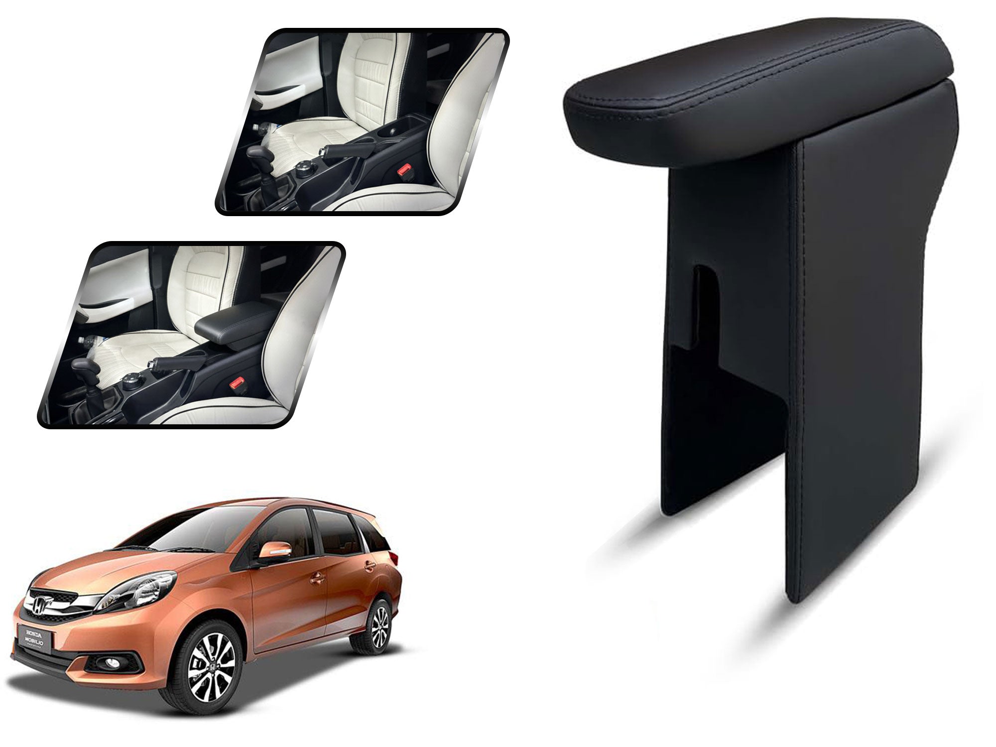 Auto Pearl Premium Car Armrest with Storage Box, High-Density Foam, Nappa Leatherette, No Obstruction to Rear Window Buttons, for Mobilio