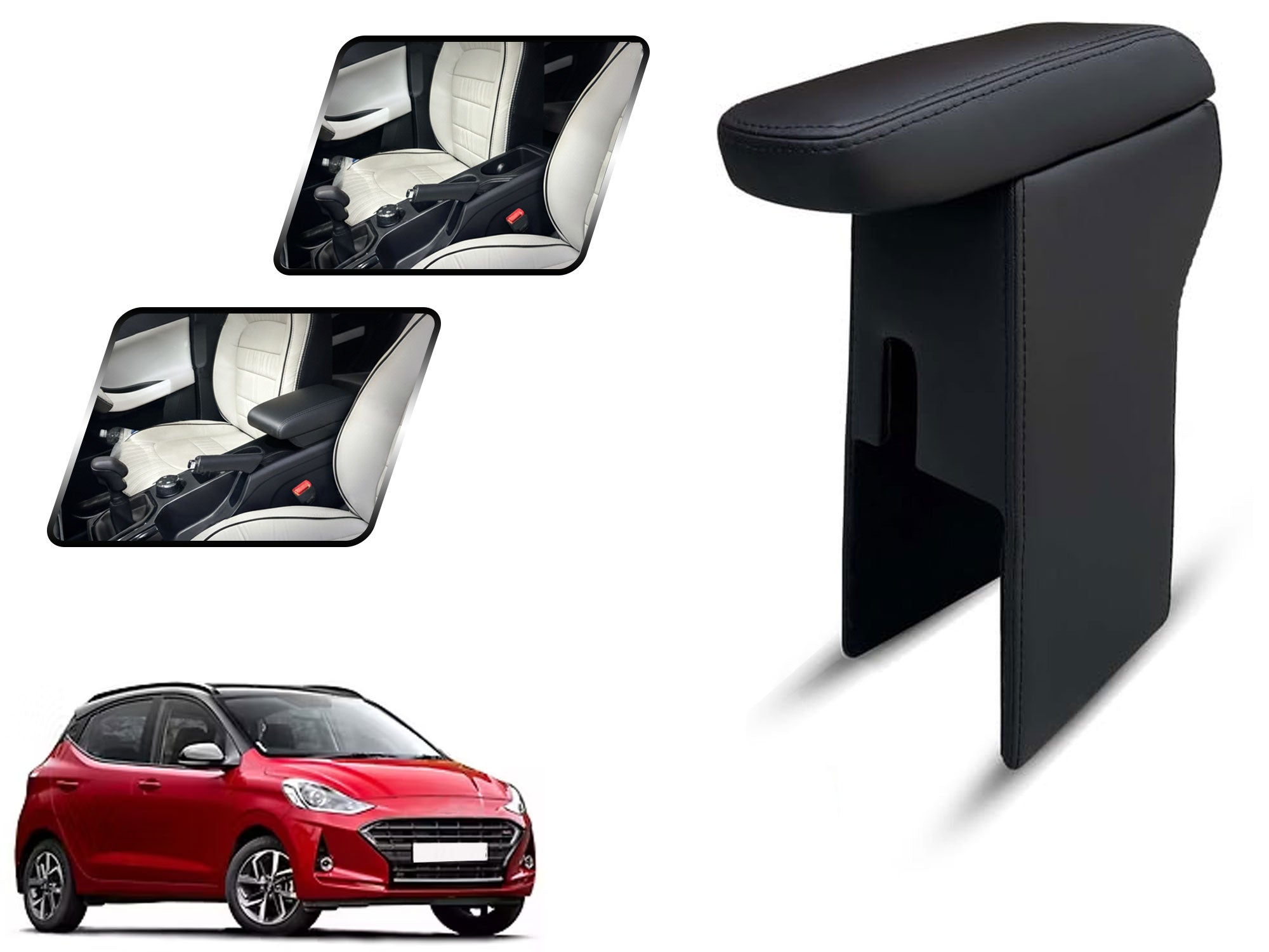 Auto Pearl Premium Car Armrest with Storage Box, High-Density Foam, Nappa Leatherette Black with double Stitching, No Obstruction to Rear Window Buttons, for NIOS-2019-2023