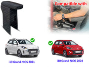 Auto Pearl Premium Car Armrest with Storage Box, High-Density Foam, Nappa Leatherette Black with double Stitching, No Obstruction to Rear Window Buttons, for Grand-i10-NIOS-2024