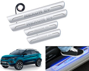 Auto Pearl Car Door Foot Step Led Sill/Scuff Plates With Mirror Finish Compatible with All Models (Set of 4)