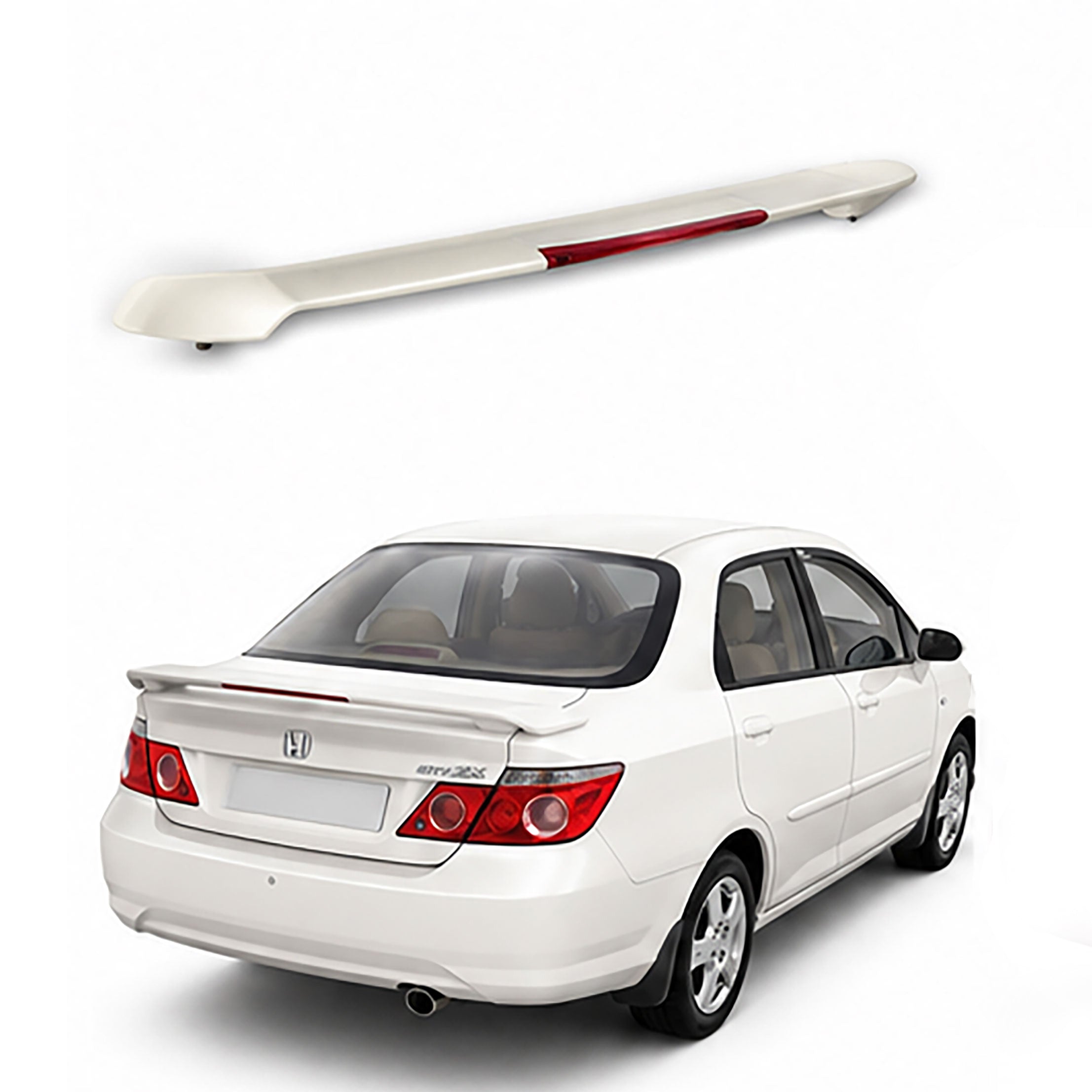 Auto Pearl FRP/ABS Drill Free Roof Spoiler Compatible with Honda City ZX 2009-2010 | Car Spoiler  with Breke Light
