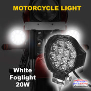 Auto Pearl 12LED Work Light, 20W Round Motorcycle Foglight Ultra Bright White light 12V Driving Spot Work Lights compatible with All Bike and Car