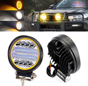 Auto Pearl 12V-24W DRL Amber LED Work Light, Round LED Light Pods Spot Flood Combo Lights Driving Work Fog Lights compatible with All Bikes and Cars