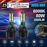 Auto Pearl 9006 LED-Headlight Bulb for Car 80W 3500LM 6000K, White (9006 Car LED-Headlights Bulb), Pack of 2