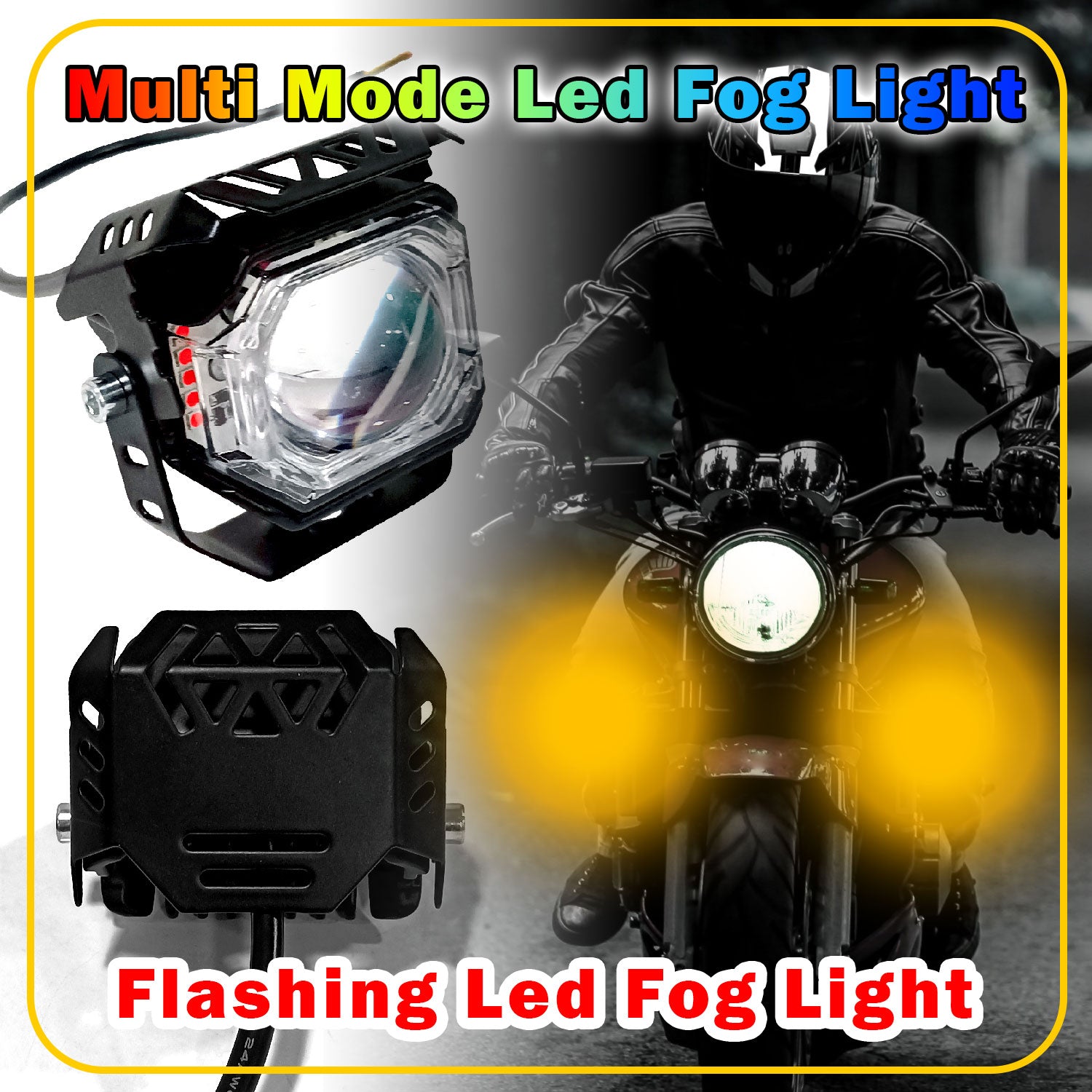 Auto Pearl Spot LED Work Light 12V-20W White/White-Yellow/Yellow High Beam and Multi Flicker mode Red/Blue Fog light, Off-Road Vehicles compatible with All Bikes and Cars