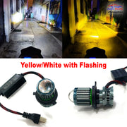 Auto Pearl Motorcycle H4 30W LED Headlight with Fan Heat Dissipation Dual Beam White and Yellow, Flash Yellow and White Light compatible with All Bikes and Cars
