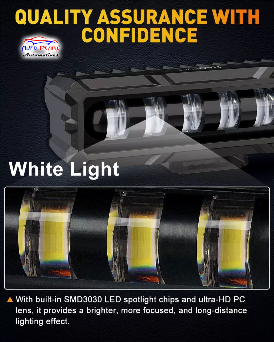 Auto Pearl 6 Inch Auxiliary 20Led Light Bar White, 6D 12V-30W, light Led, White Foglight Work Spot Lights compatible with All Bike and Car (Pack of 2)