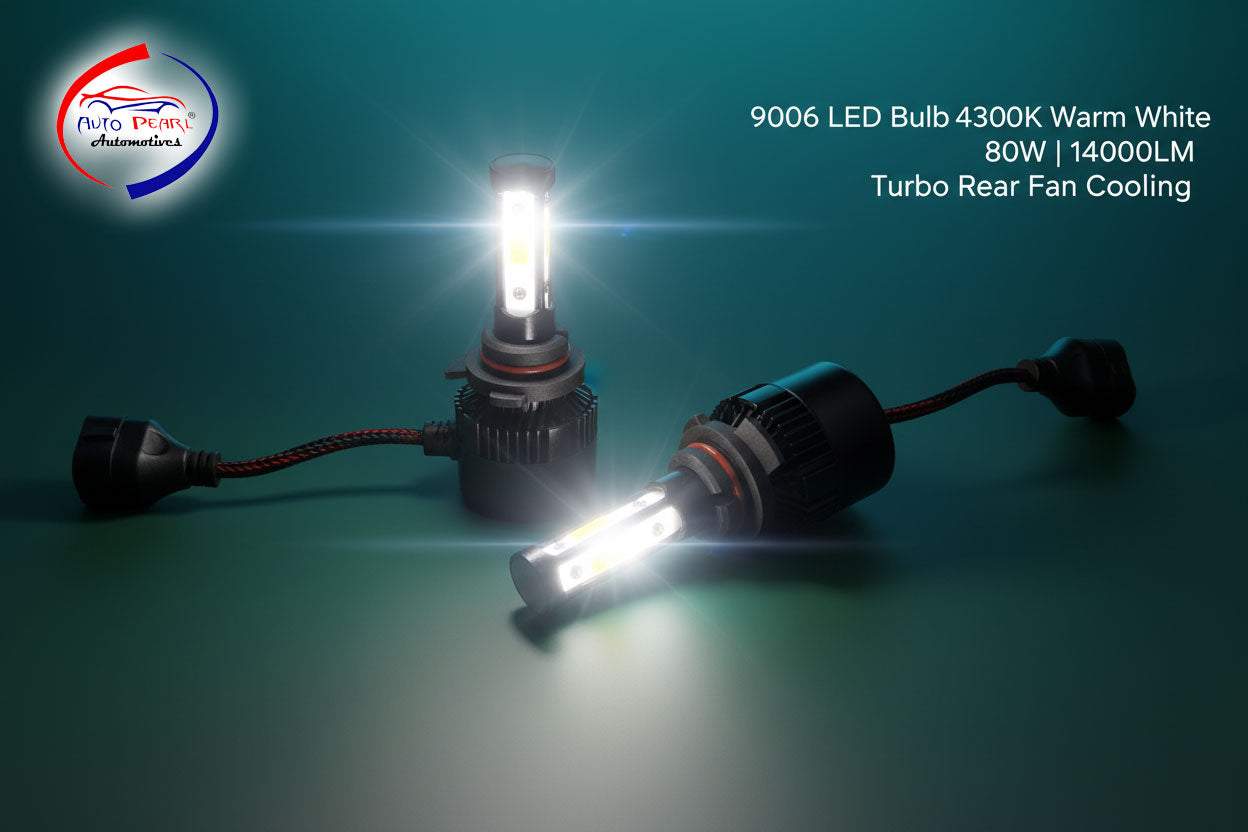 Auto Pearl 9006/HB4 Bulb Type LED Headlight Bulb 80W 14000LM 4300K Warm White, 4-Side Fog Light 9006/HB4 compatible with All Car (Pack of 2)