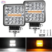 AUTO PEARL 4 inch Square 12000LM Light pods with Strobe 12V-40W, Amber DRL Spot Light Off Road Light Bar Work Light compatible with All Bike and Car (Pack of 2)