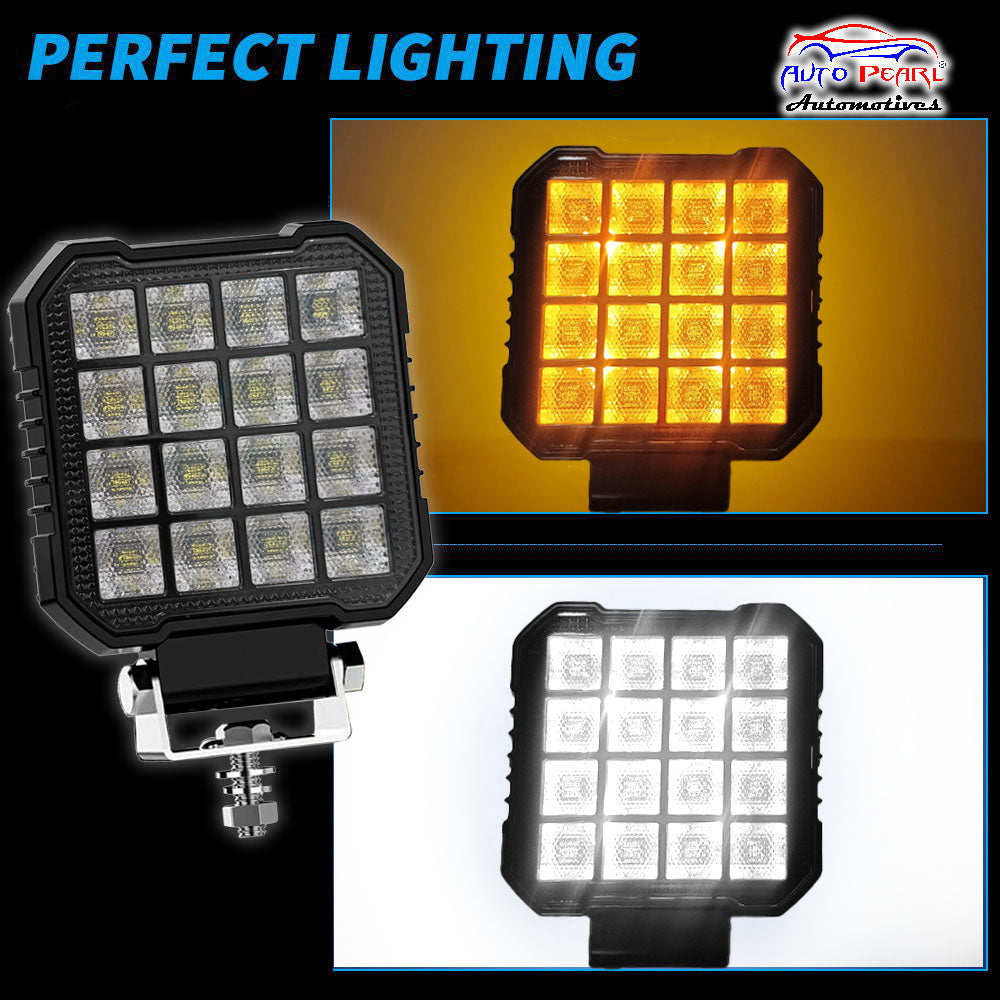 AUTO PEARL Square 4 Inch Auxiliary 12V-30W, 64Led White Work Spot Light compatible with All Bike and Car(Pack of 2)