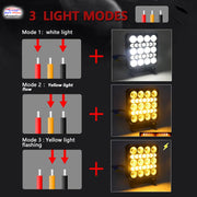 Auto Pearl 4 inch Square 12Led Auxiliary 12V-30W, Amber DRL Spot Light, White and Yellow Color, Off Road Light compatible with All Bike and Car (Pack of 2)