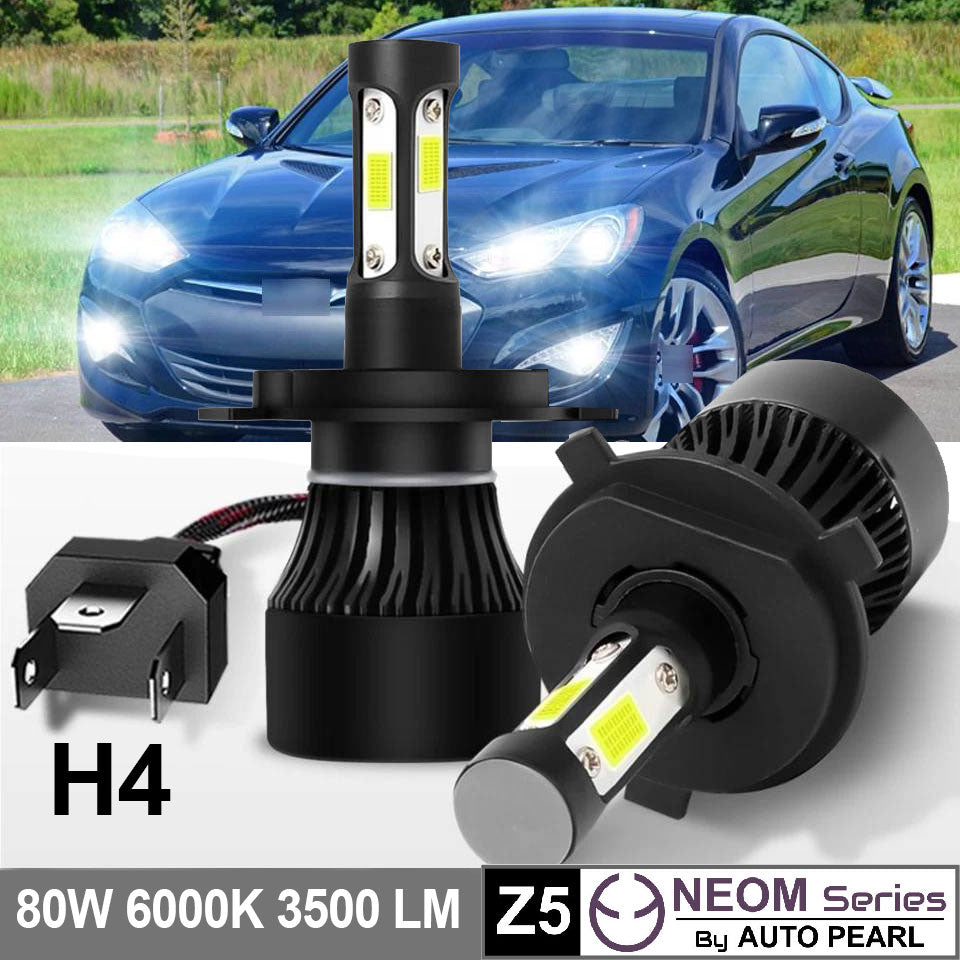 Auto Pearl H4 80W LED Headlight with Better Heat Dissipation 6000K, 3500LM Water Resistant White Light (Pack of 2)