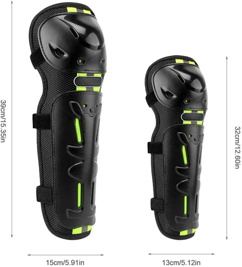 Bike Knee Pads and Elbow Pads Protective Set for Motorcycle, Riding, Cycling and Multi Sports Safety Protection Compatible with Motorcycle (Lemon Green, 4 Pcs)