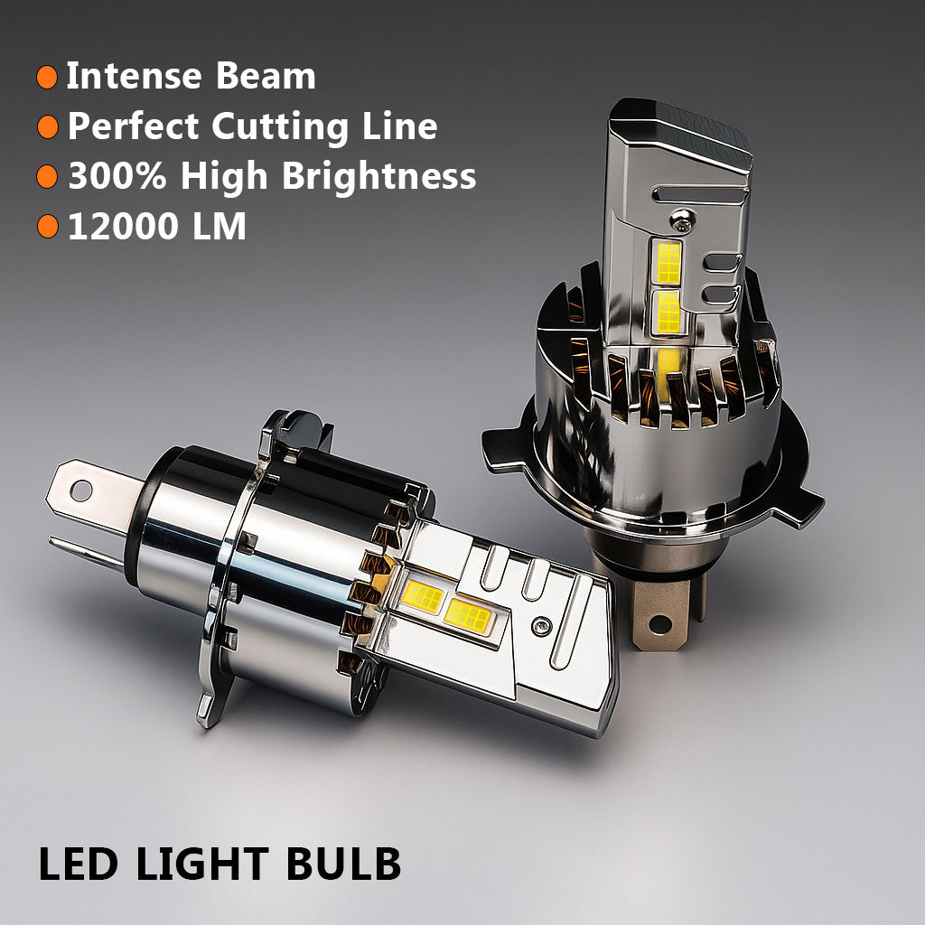 Auto Pearl H4 LED Headlight Bulbs for Car – 120W, 12000LM, 6000K Cool White, Super Bright with Turbo Cooling Fan, compatible with All Car (Pack of 2)