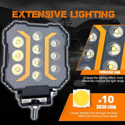 Auto Pearl Square 10Led DRL Fog light, Off-Road Vehicle Light Auxiliary White-Yellow Lighting 12V-28W Driving Work Light compatible with All Bike and Car