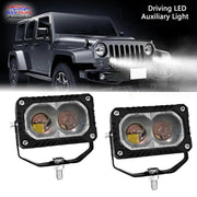 Auto Pearl Motorcycle 2-Lens Driving Lights White LED Spot light 35W White Color Fog Lights compatible with All Bike and Car