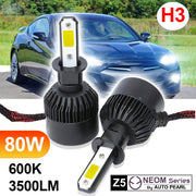 Auto Pearl H3 Car LED Foglight Bulb, 80W 3500LM 6000K (White Light LED Foglight Bulb/Auxiliary Lights) Pack of 2