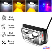 Auto Pearl 3 EYE LED Lens Fog Flashing Light, 12V-10W White, Yellow & Blue-Red Amber Auxiliary Projector Spot Lights compatible with All Bikes and Cars