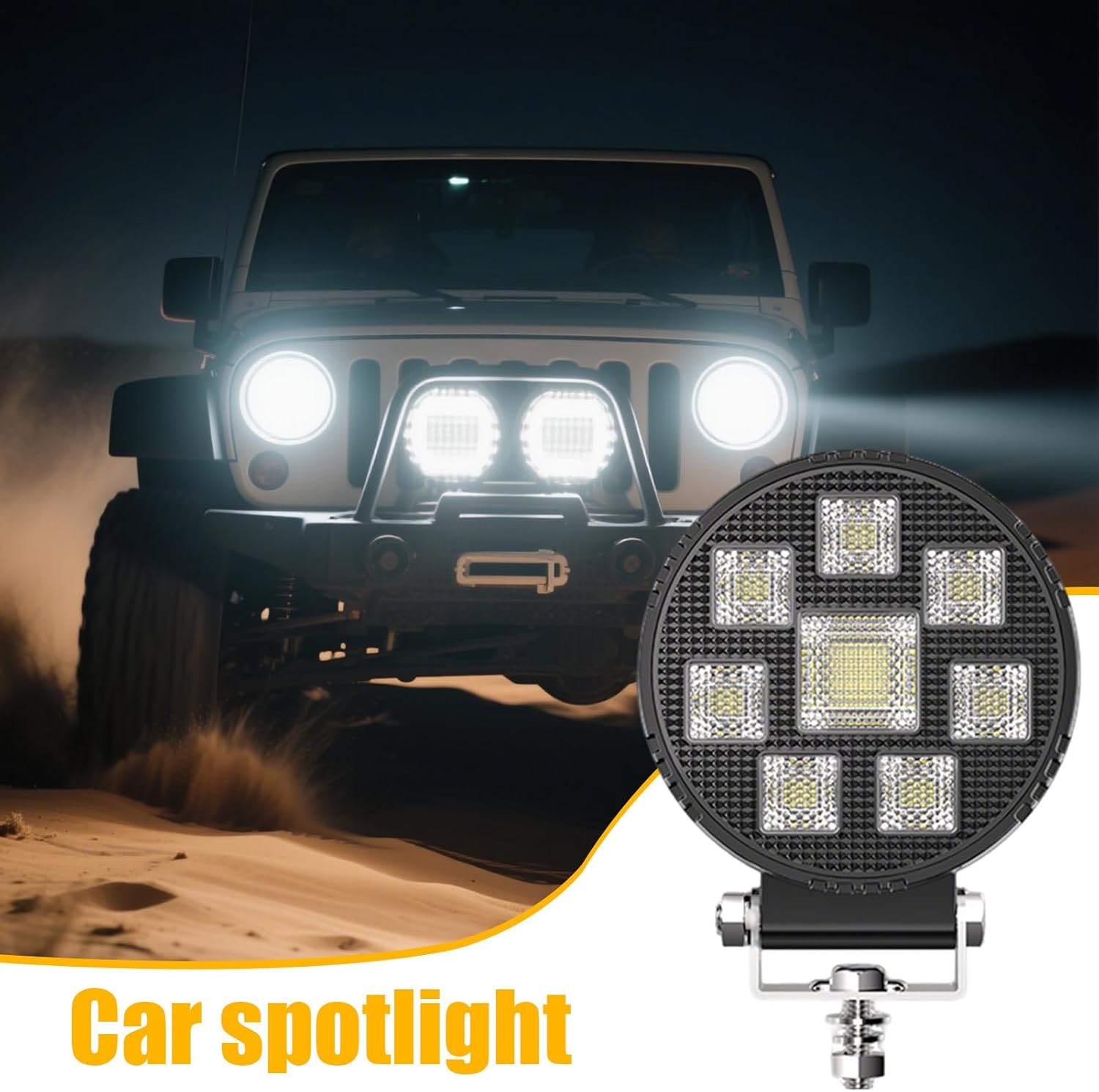 AUTO PEARL Square 4 Inch Auxiliary 44Led White Work Spot Light compatible with All Bike and Car(Pack of 2)