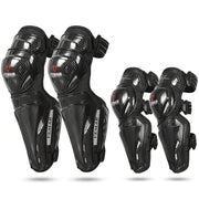 Auto Pearl Motorcycle Knee Shin Guards Elbow Pads, 4 in 1 PP Shell Motocross Knee Shin Safe Protection Armor for Moto Cycling Racing compatible with All Bike (Carbon Black, 4Pcs)