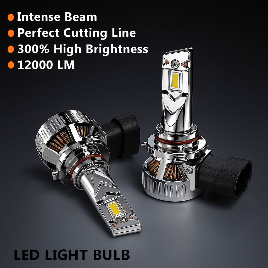 Auto Pearl 9012 LED Headlight Bulbs for Car – 120W, 12000LM, 6000K Cool White, Super Bright with Turbo Cooling Fan, compatible with All Car (Pack of 2)