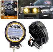 Auto Pearl 12V-24W DRL Amber LED Work Light, Round LED Light Pods Spot Flood Combo Lights Driving Work Fog Lights compatible with All Bikes and Cars