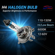 Auto Pearl 100/130W H4 Car Halogen Headlight Bulb, 12V, 5000K Bright Warm White Light, Hi/Low Beam, compatible with All cars (Pack of 2)