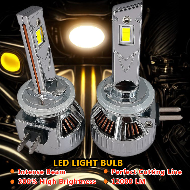 Auto Pearl H27 LED Headlight Bulbs for Car – 120W, 12000LM, 6000K Cool White, Super Bright with Turbo Cooling Fan, compatible with All Car (Pack of 2)