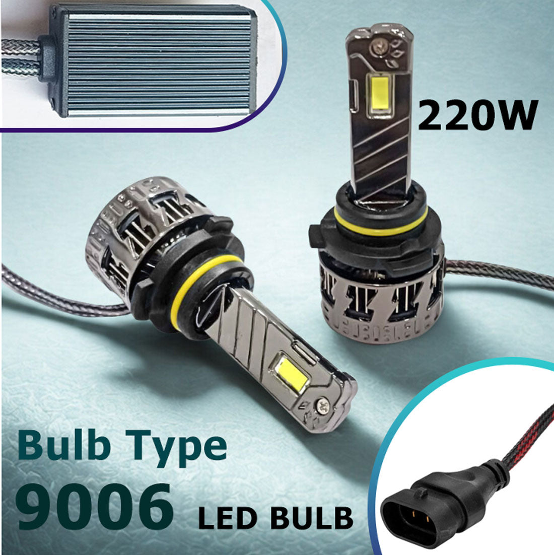 Auto Pearl 9006/HB4 LED Headlight Bulb for Car 220W 14000LM 6000K (White Light LED Headlight Bulb) compatible with All Car (Pack of 2)