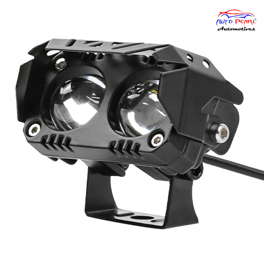 Auto Pearl Motorcycle 2-Projector Lens Driving Lights Yellow / White LED Spot light 15W Dual Color Mode Fog Lights compatible with All Bike and Car