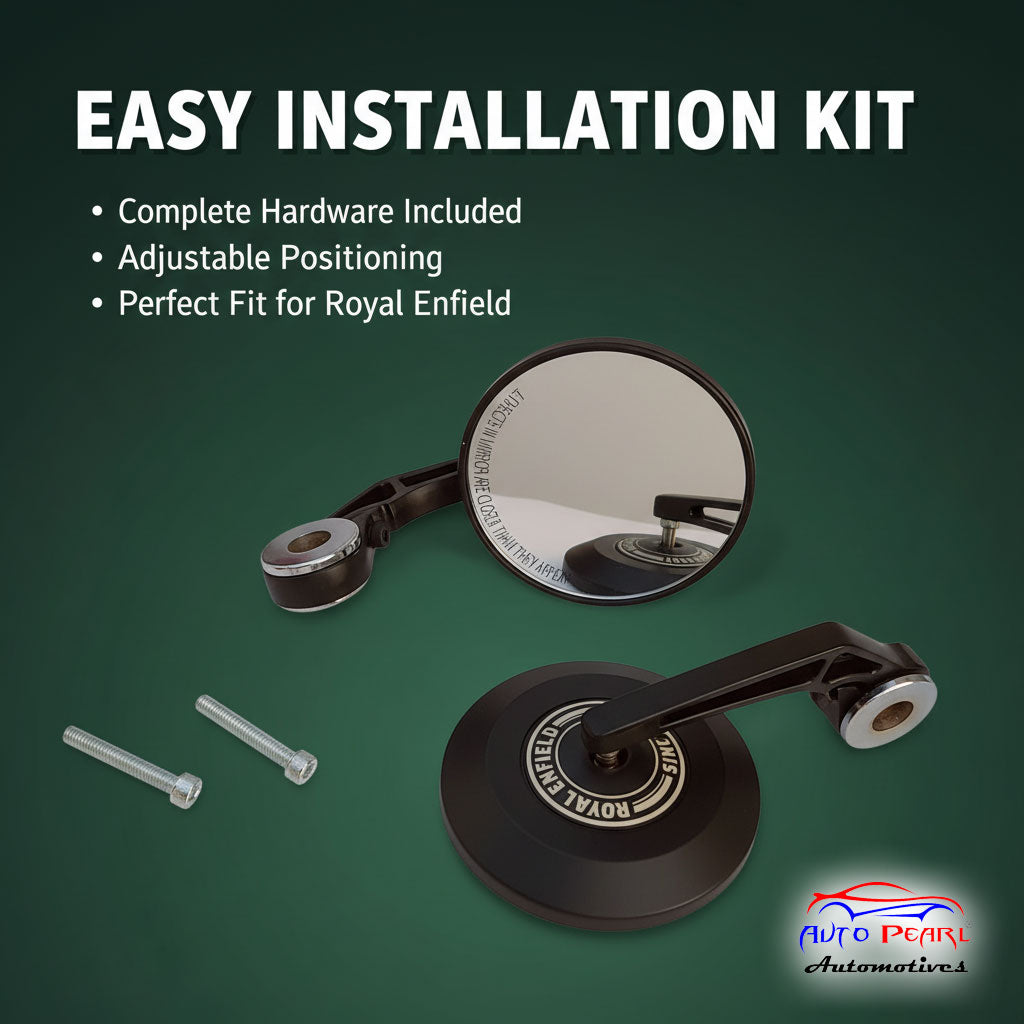 Auto Pearl Rear View Mirrors Handle Bar End Round View Mirrors for Hunter 350, Meteor 350, Classic 350, Super Meteor 650, Shotgun 650, GT 650, Interceptor 650, Himalayan 650, Guerrilla 650 (Pack of 2)