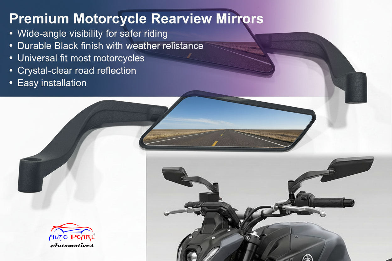 Auto Pearl Motorcycle Mirrors Set Adjustable Rotating Rear View Mirror Stealth Wind Wing Side Mirrors (Pack of 2)