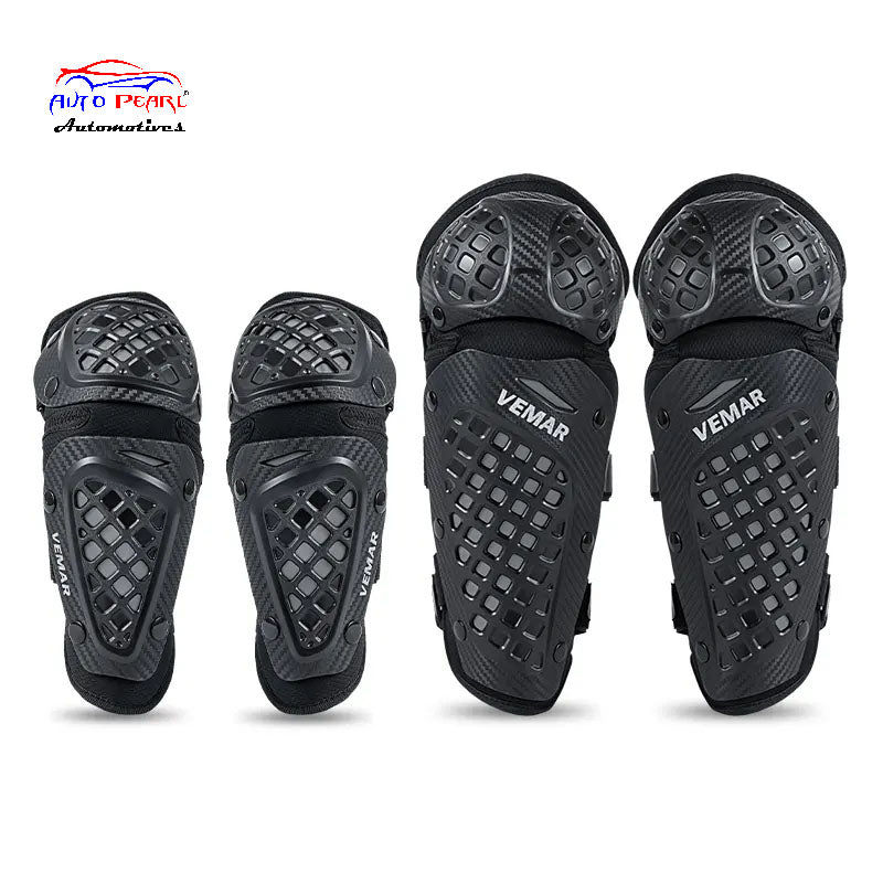 Auto Pearl Motorcycle Knee Pads and Elbow Pads Protective Set for Riding, Cycling and Multi Sports Safety Protection compatible with All Bike (Black, 4 Pcs)