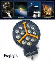 Auto Pearl 12LED Round White, Yellow 12V-30W, Foglight Flashing Light, Work Spot Lights compatible with All Bike and Car
