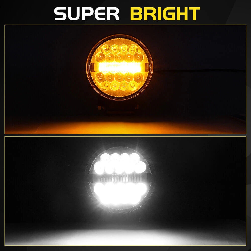 Auto Pearl 4 inch Round 34Led Auxiliary 12V-30W, Amber DRL Spot Light, White and Yellow Color, Off Road Light compatible with All Bike and Car (Pack of 2)