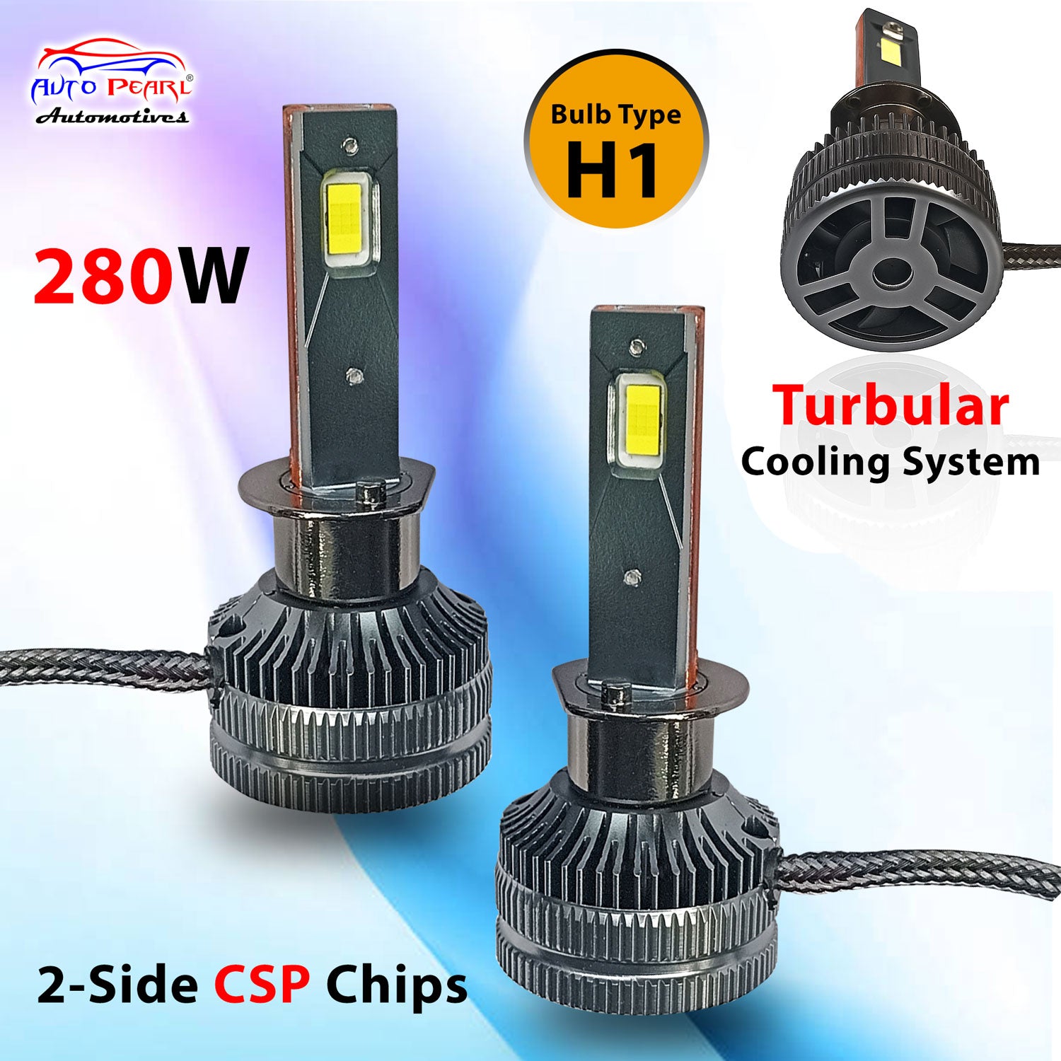 Auto Pearl H1 LED Headlight Bulb for Car 280W 18000LM 6000K (White Light LED Headlight Bulb) compatible with All Car (Pack of 2)