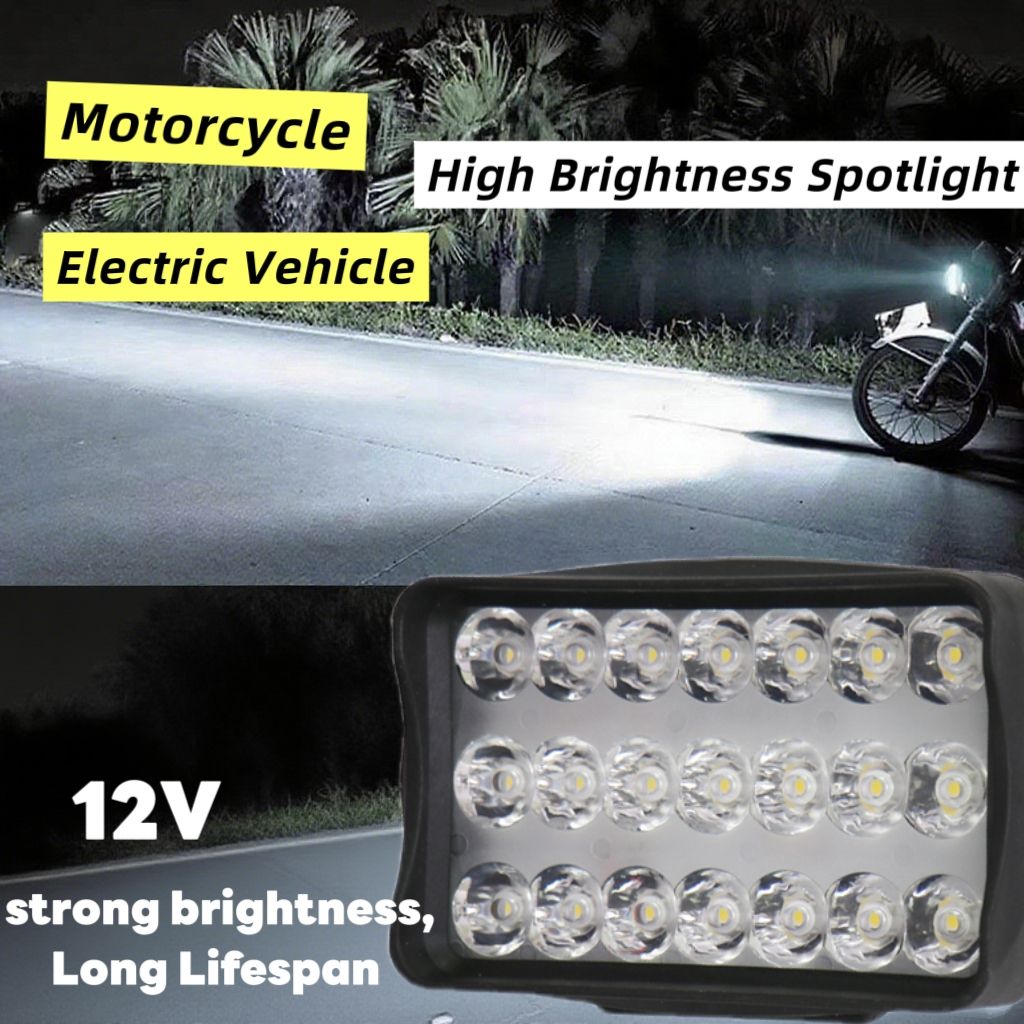 Auto Pearl Auxiliary 21Led Light, 12V-24W, 3Modes White / Yellow / Yellow-White | High Brightness Driving Lamp, Work Spot Lights compatible with All Bike and Car (Pack of 2)