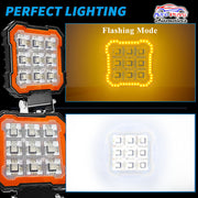 Auto Pearl 4 inch Square Auxiliary 12V-30W, Amber DRL Spot Light Off Road Light, White and Yellow Color compatible with All Bike and Car (Pack of 2)