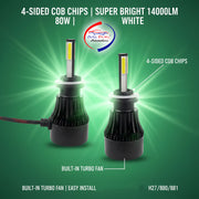 Auto Pearl 880/H27 Bulb Type LED Headlight Bulb 80W 14000LM 4300K Warm White, 4-Side Fog Light 880/881/H27 compatible with All Car (Pack of 2)