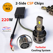 Auto Pearl H3 LED Headlight Bulb for Car 220W 14000LM 6000K (White Light LED Headlight Bulb) compatible with All Car (Pack of 2)