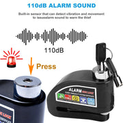 Heavy Duty Disc Brake Lock Anti-Theft Waterproof Disc Brake 110dB Alarm Lock Wheel Security Lock Compatible with Two Wheeler (Black)