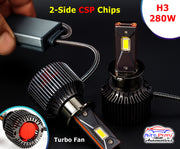 Auto Pearl H3 LED Headlight Bulb for Car 280W 18000LM 6000K (White Light LED Headlight Bulb) compatible with All Car (Pack of 2)