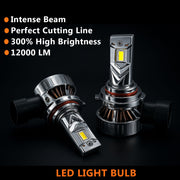 Auto Pearl 9005 LED Headlight Bulbs for Car – 120W, 12000LM, 6000K Cool White, Super Bright with Turbo Cooling Fan, compatible with All Car (Pack of 2)