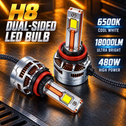 Auto Pearl H8/H9/H11-6500K 480W (240W Each), 36000LM LED Headlight Bulb with rear cooling Fan for Car (Cool White Light LED Headlight Bulb)
